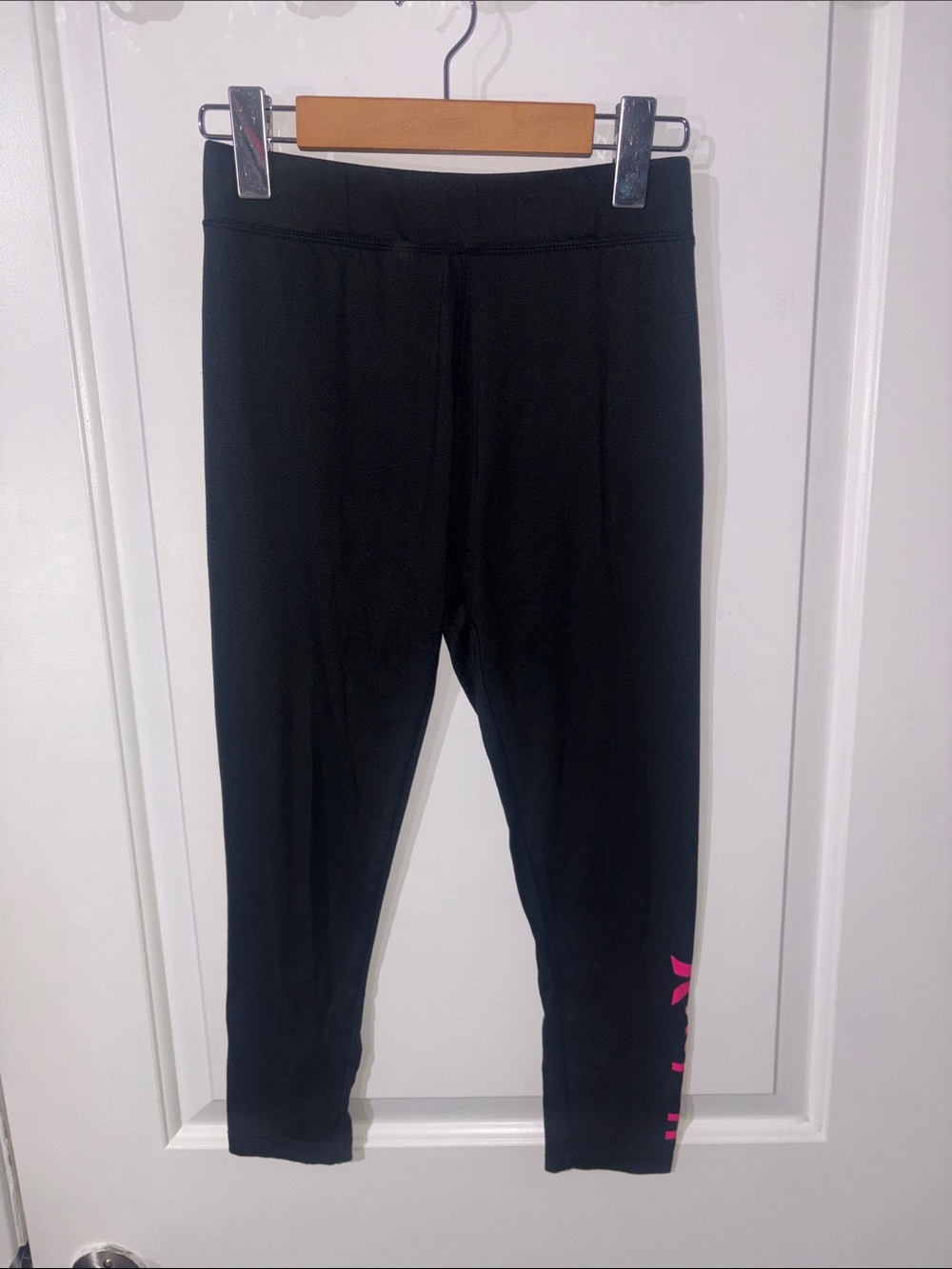 Hurley Black Leggings with Pink Logo Accent